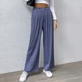 Stilvolle hellblaue Plissee-Hose mit weitem Bein und hoher Taille für sommerliche Freizeit - S / Dunstblau