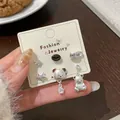 Set di 6 orecchini a perno in argento con orsetto e caffè su cartoncino espositivo - KFT1 Ciondolo Orso Chicco di Caffè