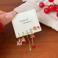 Festive Chinese New Year stud earring set with red lion dance and fortune charms - XST6 Lion Dance Fortune Lantern