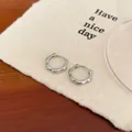 Silver bamboo-textured hoop earrings with micro-set zircon and polished finish - Silver Bamboo Ear Buckle