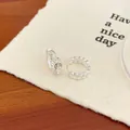 Silver hollow link hoop earrings with vintage coin design on textured paper - Inner Diameter 10mm / Silver Coin Design Ear Buckle