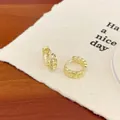 Gold hollow circle link earrings with a vintage minimalist aesthetic for women - Inner Diameter 10mm / Gold Coin Design Ear Buckle