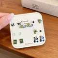 Set orecchini a tema panda e mahjong con fiocco nero e dettagli di perle eleganti - Stile Panda e Bambù della Fortuna (HMS4)