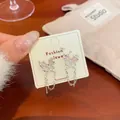 Silver butterfly drop earrings with pink cat eye stones and long tassel chains - Pink Cat Eye Stone Tassel Style (FC1) / Pink