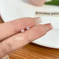 Minimalist 3mm pink zircon stud earrings with silver four-claw setting for women - Screw Back Style / 3mm / Pink