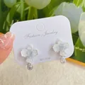 Exquisite flower stud earrings with gradient blue crystals and 925 silver needles - Crystal Flower Drop