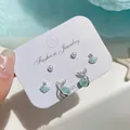 Set di tre paia di orecchini a tema oceano con perle e coda di sirena in argento S925 - Stile Perla Conchiglia Coda di Pesce Oceano (PZ2)