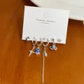 Set orecchini orso cielo stellato blu con perni in argento S925 e ciondoli a stella - Orecchini Cerchio Nappa Luna Stella Orso / Luna Stellata Blu (XK4)