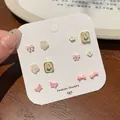 Sweet tulip and butterfly earring set with pink resin flowers on a jewelry card - Tulip Style (YSU2)