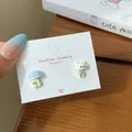 Cute cartoon cat and blue mushroom stud earrings on card for girls jewelry - Cat and Mushroom (XRT8) / Blue