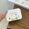 Cute cartoon stud earrings set featuring assorted fruit and floral patterns on white card - Apple Cherry (XRT18) / 3 Pairs Set / Green