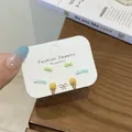 Set of 3 cute stud earrings with light green bow, blue Love, and yellow ice cream cone - Duck Ice Cream (XRT13) / 3 Pairs Set / Yellow