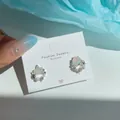 Blue gradient starfish earrings with faux pearls and crystals on a display card - Starfish Shell Wreath