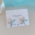 Orecchini a lobo a forma di stella marina con sfumatura rosa blu, glitter e cristallo - Stella Marina Zirconia Blu Viola