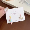 Asymmetric cartoon carousel and ice cream cone drop earrings in pastel macaroon colors - Blue Ice Cream Merry-go-round (KTT020)