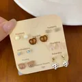 7-day tortoise shell leopard print bear earring set for women featuring weekly designs - Pretzel C-Ring Style