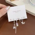 5-piece set of silver earrings with pink enamel hearts, stars and bows on card - Pony Rainbow Earring Set (DJST3)