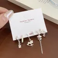 Five-piece set of silver carousel and unicorn drop earrings with white enamel finish - Zirconia Merry-go-round C-Ring (MMW17)