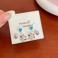 Cute dopamine-style colorful ice cream and cartoon character stud earrings set - Zirconia Ferris Wheel (TPT4) / Blue