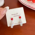 Cute dopamine-style cupcake drop earrings with red strawberry studs and enamel finish. - Cupcake Ice Cream (DGW4)