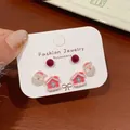 Weihnachtliches Ohrring-Set mit beflockten roten Kugeln und Weihnachtsmann-Motiven - SDT13 Weihnachtsmann