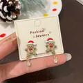 Christmas gingerbread man earrings with star pendants and festive holiday packaging - Christmas Hat Bear Pendant