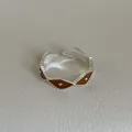Detail of silver wavy ring with dark brown enamel inlay and central silver bead - Silver Wavy Edge Dark Brown Decor (Style 6 Ring)