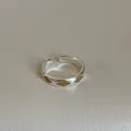 Detail of silver open ring featuring golden diamond pattern accents and smooth metal finish - Silver Base Gold Rhombus Pattern (Style 10 Ring)