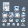 PET-Aufkleber Deep Sea Serenity mit blauen Nachtlesemotiven und traumhaften Tier-Szenen - 15 Stück/Packung / Tiefsee Gelassenheit