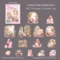 Peachy Poetry PET-Stickerset mit rosa Lesemotiven und gemütlichen Heimszenen - 15 Stück/Packung / Rosa Poesie Brief