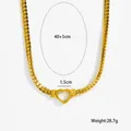 Massive vergoldete Herzhalskette mit breiter Panzerkette und 40+5cm Länge - Hohlherz Halskette / Gold