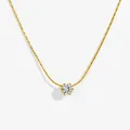 Minimalistische goldene Schlangenkette mit brillantem Vier-Krallen-Zirkonia-Solitäranhänger - Sechs-Krallen-Rundstil / Gold