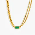 Elegante 18K Gold Titan Halskette mit smaragdgrünem Anhänger und asymmetrischer Kette - Grün Zirkonia Halskette
