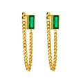 Elegante 18K vergoldete Titanstahl-Ohrringe mit grünem Smaragdschliff und Kettenfransen - Grüne Zirkonia Ohrstecker