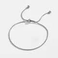 Verstellbares silbernes Schlangenkette Armband mit Schiebeverschluss für Damen - Verstellbares Armband (5210) / Kordelzug Verstellbar / Stahlfarben