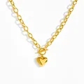 Goldene Herzkette mit Knebelverschluss an minimalistischer Kette für Damen - Herz OT Halskette (86129) / Gold