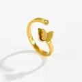 Minimalistischer goldener Schmetterlingsring mit mattem Finish und Zirkon-Detail - Mattiert Schmetterling Offener Ring(6214) / Gold