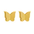 Detail von zweischichtigen goldenen Schmetterlingsohrringen mit matter Textur - Schmetterling Ohrstecker(7371) / Gold