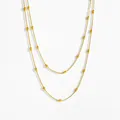 Double-layered golden stainless steel snake chain necklace with smooth oval beads for women - 120cm / Gold Necklace (8319)