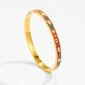 Goldenes Evil-Eye-Armband mit roter Emaille-Veredelung und Scharnierverschluss-Design - Rote Emaille Bemalter Böser Blick (4176)