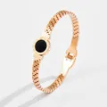 Roségold-Edelstahlarmband mit römischen Ziffern und Uhrenarmband-Gliederkette für Damen - Römischer Stil (4016) / Roségold