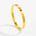 Gold eight-pointed star zircon bangle with secure buckle and high-polish finish - Gold Starburst Micro-pave Style (4126)