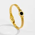 Goldenes Armband mit römischen Ziffern, schwarzem Inlay und LOVE-Gravur im modernen Stil - Römischer Stil (4017) / Gold