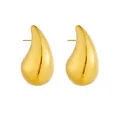 Poliierte goldene Tropfenohrstecker für Damen mit minimalistischem Metallic-Spiegeleffekt - Goldene Ohrstecker