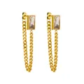 Orecchini a goccia placcati in oro 18K con pietre di zircone rettangolari - Orecchini Zirconia Bianco