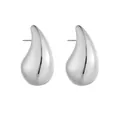 Minimalistische silberne Wassertropfen-Ohrstecker mit poliertem Spiegel-Finish für Damen - Stahlfarbene Ohrstecker