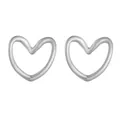 Pendientes de botón minimalistas con forma de corazón en acero inoxidable plateado pulido - Pendientes de Botón Corazón (7799) / Color acero