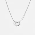 Collar de corazón minimalista plateado con cadena de serpiente elegante y acabado pulido - Collar Colgante Corazón (DX031) / Color acero