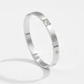 Silver starburst bangle with inlaid zircons and hinged clasp for a minimalist look - Silver Four-leaf Clover Rhinestone Style (4124)