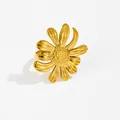 Goldener Gänseblümchen-Ring mit polierten Blütenblättern im minimalistischen Punk-Stil - Sonnenblume Geformter Ring (6228)